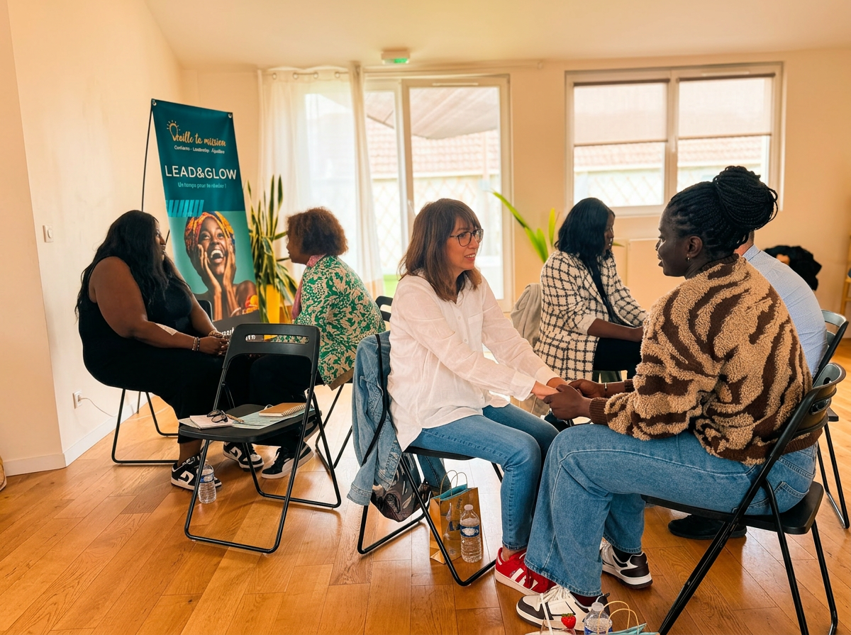 Groupe de participantes lors d'un événement Lead & Glow